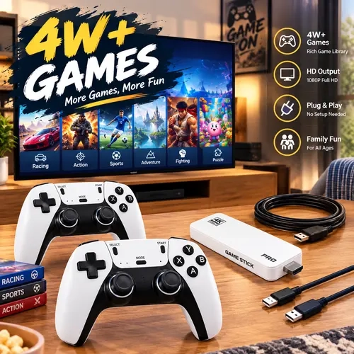 Retro Game Console, 4K HDMI High Definition Output, Plug & Play Home Game System with Wireless Controller, Classic Retro Video Games Compatible with TV/Monitor, Suitable for All Ages
