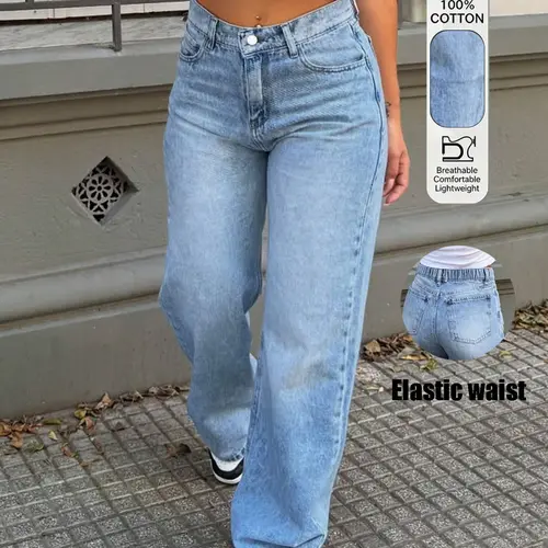 Women's American Vintage Fashion Denim Jeans, Baggy Loose Straight Leg Fit, Casual Daily Wear, Perfect for Commuting, Street Style, Streetwear, Campus