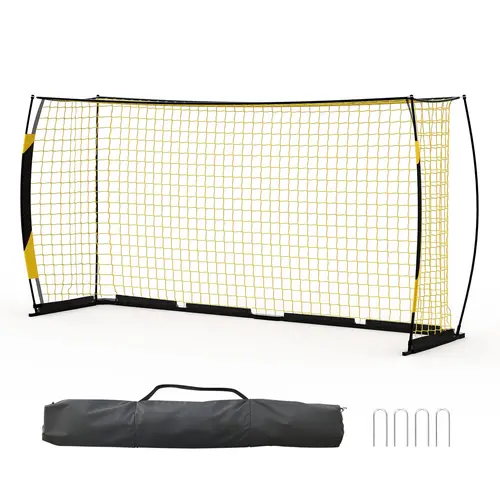 GARVEE 12x6 ft Portable Soccer Goal, Foldable Frame Soccer Gear with Quick Assembly, Weather Resistance, Carry Bag & Ground Stakes for Backyard Matches, Families, Coaches, Indoor-Outdoor Training (Football Equipment)