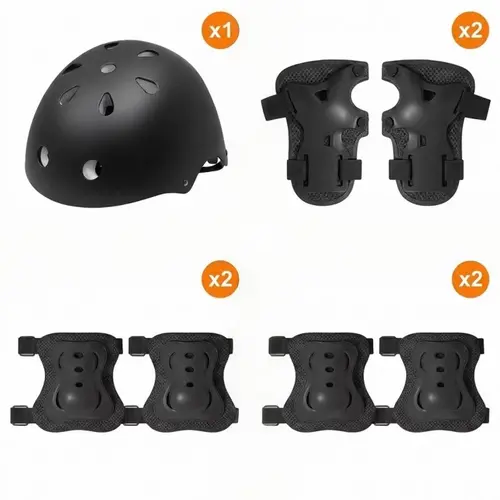 Helmet + elbow pads + knee pads（The black accessories are suitable for the black and green bikes.The red and blue accessories are suitable for bikes of their corresponding colors.）