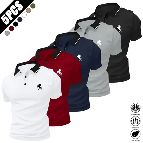 Men’s new solid-color best-selling polo shirt featuring a printed design and soft fabric; breathable golf shirt for outdoor casual and business wear, suitable for vacations and professional occasions—an everyday casual essential.