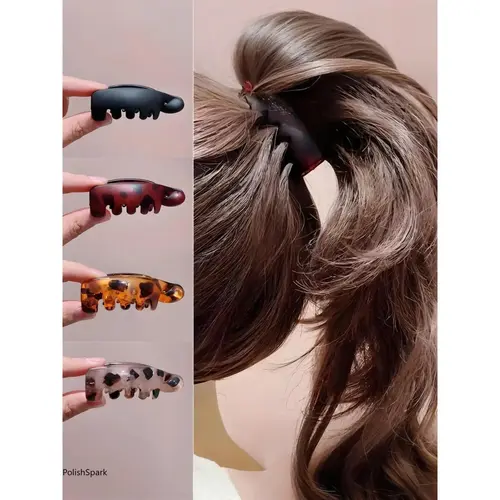Women's 4-Pcs Curved Volumizing Claw Clips, Non-Slip Hair Clips for Ponytail Lift, Suitable for Thick & Thin Hair Daily Styling Accessories, Claw Clip