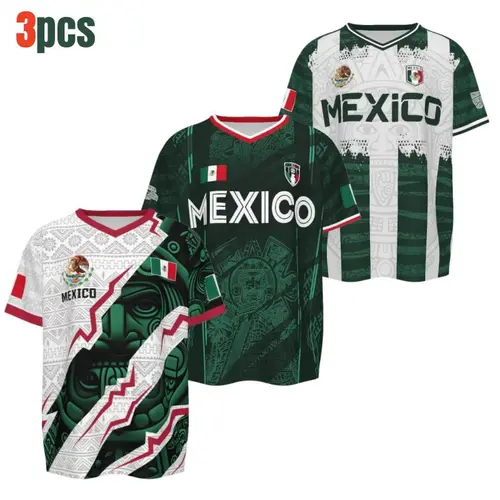 2026 New Mexican Soccer Jersey , Men's Mexico Aztec Calendar Chichén Itzá Pyramid Style Jerseys, Soccer Lover Gift, 2026 V-Neck Football Jersey for Player and Fans