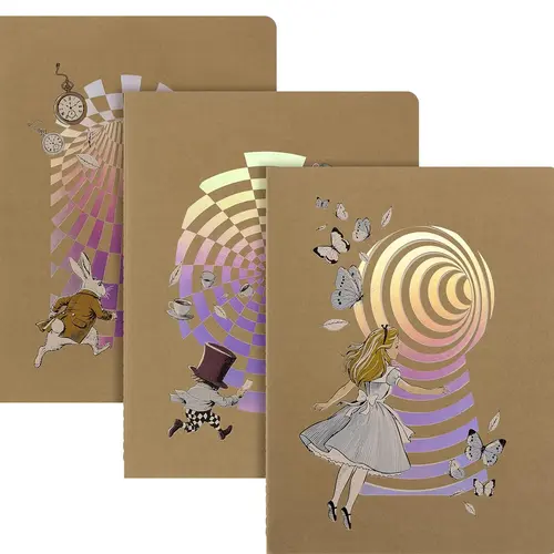 Moleskine Limited Edition Alice’s Adventures in Wonderland Cahier Notebook Set (3-Pack), Soft Cover, XL (7.5" x 9.75"), Ruled/Lined, 120 Pages, Office Stationery Supplies for Everyday Notes