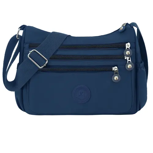 Women's Fashionable Commuter Crossbody Bag - Nylon Fabric, Multi-Pocket, Ample Storage, Zipper Closures, Plain Colors, Everyday Carry, Adjustable, Scratch-Resistant Luggage Accessory