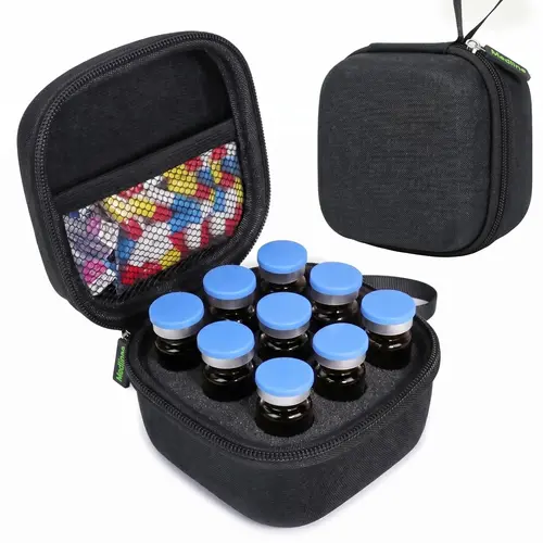 9 Vial Slot Compact Oxford Fabric Shockproof Peptide Case for Fridge, Insulin Protector Fits U-100 & GLP-1 Storage, Travel Essential Organizer Bag for Diabetics