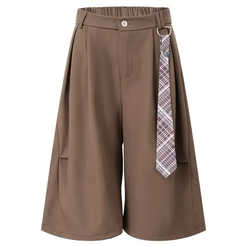 Menswear Casual 3-Quarter Wide-Leg Pleated Pants - Japanese Vintage Distressed, Loose Slimming Plain Design, Tie Detail, Summer Street-Style Father’s Day Gift #SummerWins