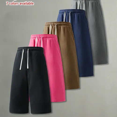 Pack of 4: summer men’s casual minimalist shorts—relaxed fit with a drawstring elastic waistband for comfort and skin-friendliness. Versatile seven-eighths shorts suitable for everyday wear, streetwear trends, fitness, and sports.