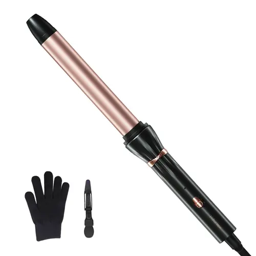 HAHAHOPE 1-Inch Ceramic Rotary Curl Wand - Extra Long Barrel Styler with 2 Heat Settings, Adjustable Heat Control, Dual Voltage, Smooth Curls and Waves for Medium-Long Hair