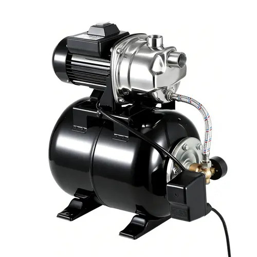 Garvee Upgraded 1.6 HP Stainless Steel Shallow Well Jet Pump with 5-Gallon Pressure Tank – Automatic Pressure Switch, 1320 GPH, 130ft Max Lift, 20ft Suction – Reliable Water Booster for Home, Garden, Farm, Irrigation