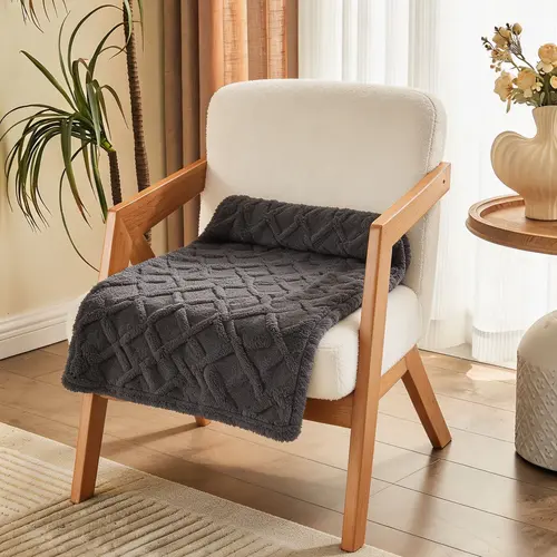 RoseKind -Baby Size Gray (30''*40'')-Cable Knit Fuzzy Throw Blanket, Soft Plush Cozy Flannel Blanket for Couch Bed Sofa.