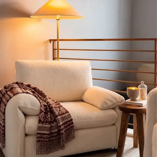 【SohoChic】ONBRILL Oversized Accent Chair, 41 Inch Chenille Fabric Armchair, Comfy Single Sofa Chair with Padded Arms, Pocket Spring Cushion, Modern Reading Chair,  Living Room Furniture, Bedroom Furniture,dorm essentials,home decor