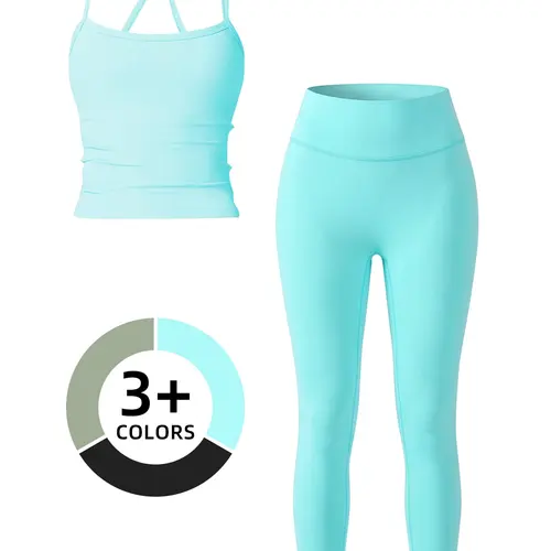 Women's Solid Color Sports Fitness Tank Top and Long Pants Set, Summer Comfortable Yoga, Casual Athletic Wear, Activewear Fitness Outfit, Fitted Yoga Set, Fitness Outfits