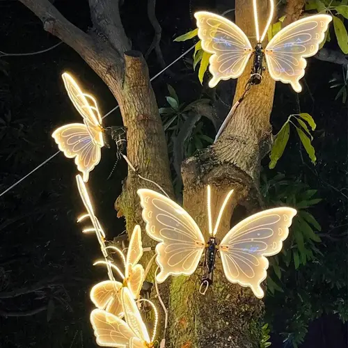 LED Luminous Dynamic Butterfly Light - 12V Safe Voltage, Lifelike Wing Flap, Stall-Protect Motor, Automatic Swaying, Waterproof Outdoor Landscape Light for Scenic Night Tours