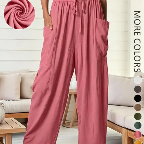 New Spring & Fall Loose Fit Oversized Baggy Casual Comfy Lantern Pants, Elastic Waist, High-Waisted Pleated Wide Leg Pants, Suitable for Women, Elasticity High Waist, Bottom