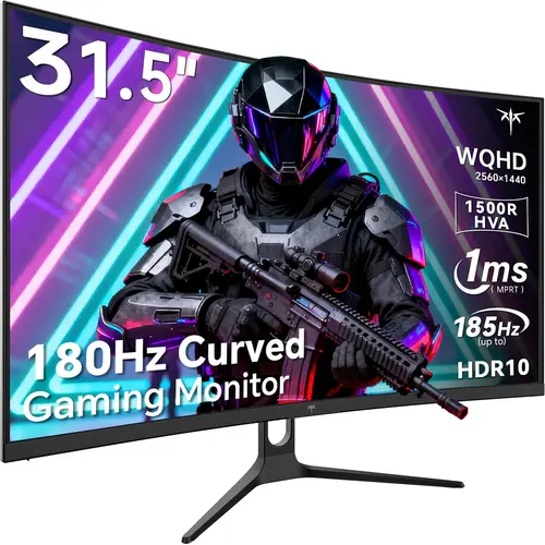 KTC 32" 2K QHD 180Hz 1500R Curved Gaming Monitor, 2560*1440 144Hz Computer Monitor, Up to 185Hz PC Monitor 1ms with Adaptive Sync, DisplayPort/HDMI/USB, VESA Wall Mount, Tilt Adjustable, H32S5, Va, Usb Hub