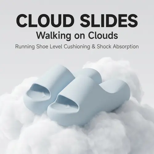 Women's Open Back Platform Cloud Slides - Soft Foam Pillow House Slippers with Shock Absorption, Anti-Slip Waterproof Design for Indoor/Outdoor Use, Lightweight Squishy Footwear for Cozy Feet, Cute