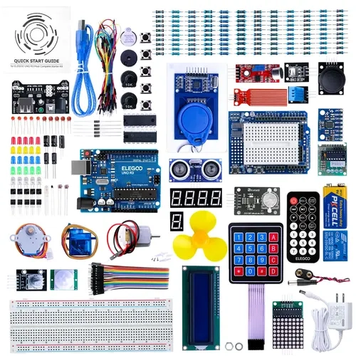 ELEGOO UNO R3 Single Board Computer Starter Kit - Pre-Soldered Electronic Kit, Learning Tool for Beginners, USB Cable, 200+ Pcs Modules, Arduino IDE Compatible,back to school,back to school haul