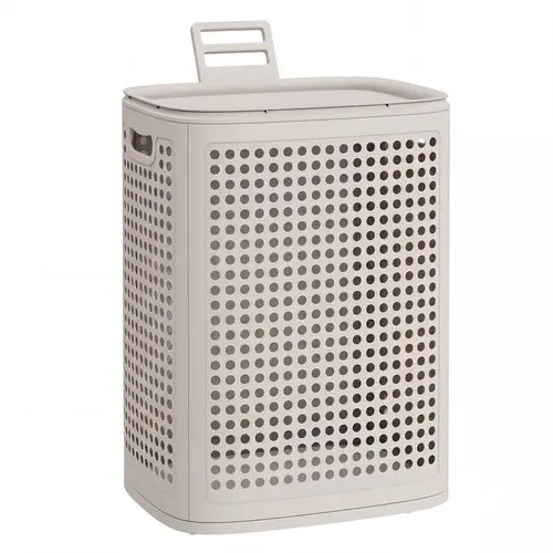 SONGMICS Polypropylene Laundry Bin with Lid, Carry Handles, 19.8 Gal (75 L) Skinny Space-Saving Design, Breathable High-Capacity Easy-Install Fast-Wiping Container for Bathroom, Bedroom