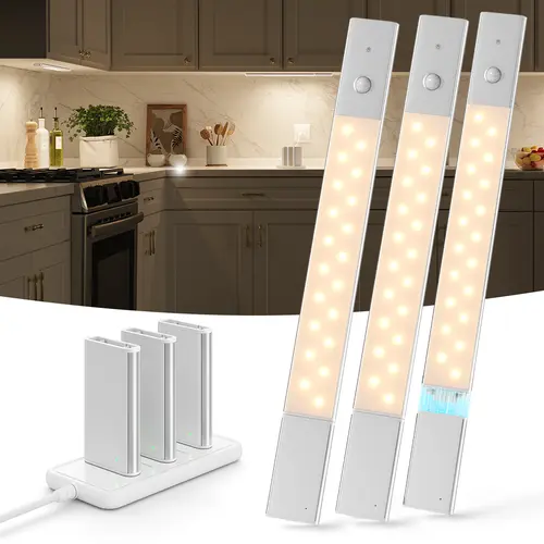 EZVALO Under Cabinet Lights with Charging Station & 6 Swappable Batteries, Wireless Motion Sensor Light Indoor, 3 Color Temps & Dimmable & Magnetic LED Closet Lights for Kitchen, Stairs, Pantry, Home Decor Renter Friendly Holiday Gift
