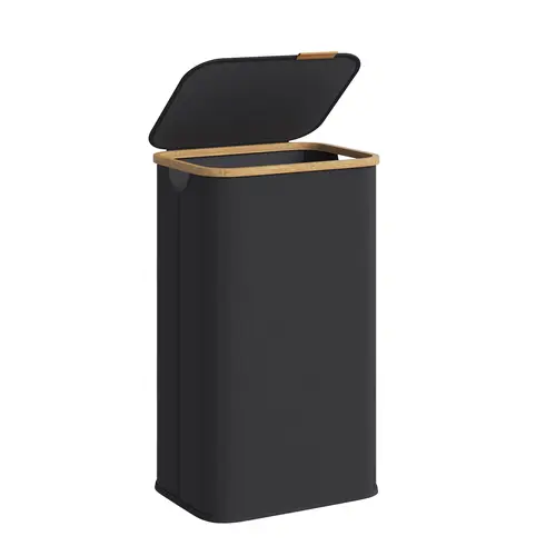 SONGMICS Laundry Hamper, Laundry Basket with Lid, Foldable Storage Basket, Bamboo Frame, for Bedroom, Living Room, Oxford Fabric, 26.4 Gal. (100 L)