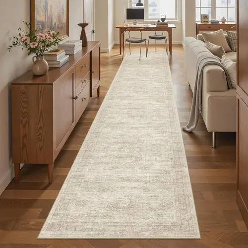 Art&Tuft Low-Pile Soft Area Rug Runner - Washable, Non-Slip, Vintage Home Decor for Hallway, Kitchen | Entrance Rug, Kitchen Decor, Household Textiles