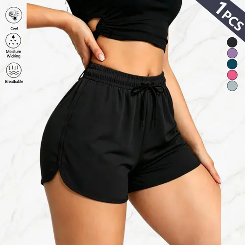 Single pack. High-stretch zip athletic shorts for women. Lightweight, breathable summer pants with an elastic waistband and drawstring, suitable for outdoor tennis, volleyball workouts, fitness, everyday casual wear.