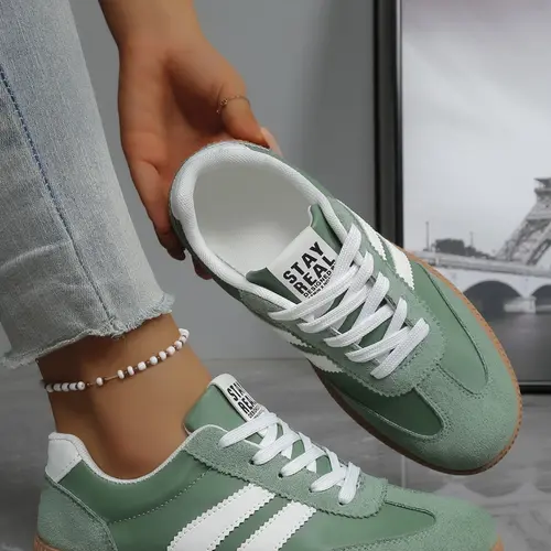Women's Lightweight Lace-Up Sports Shoes, Breathable Cushioning Design, Anti-Slip Rubber Sole, Casual Daily Wear, All Seasons, Lightweight Sporty Sneakers