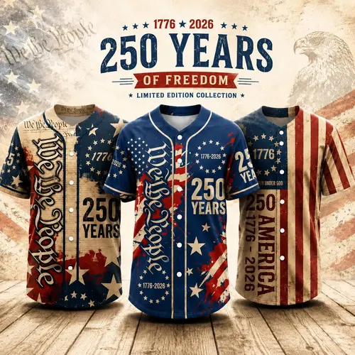 Delivered after July 4th-🗽USA 250th Anniversary Baseball Jersey, Patriotic Statue of Liberty Print Shirt, USA 1776–2026 Shirt, Fourth of July Gift for Him