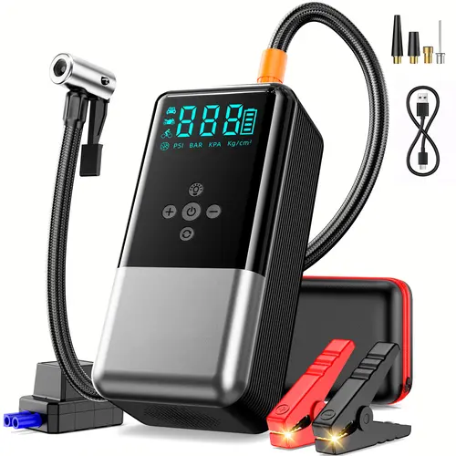 2026 Upgraded 3000A Portable Car Jump Starter with 160PSI Tire Inflator, 12V Battery Booster, Power Bank & LED Light, Enhanced Cooling & Motherboard – Works for Cars, Motorcycles & Trucks sohochic