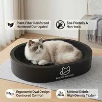 Black Oval Cat Scratcher & Bed - Upgraded Hardened Plant Fiber Cardboard - Luxury 2-in-1 Circular Pet Scratch Pad for Small & Large Cats Scratching Posts Kittens tiktokshopsummersale