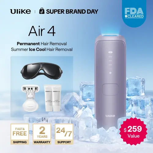 【2026 New Arrival】Ulike Air 4 IPL Hair Removal Device with Increased Power, More Convenient Operation, Ice-Cooling Contact Technology & Skin Sensor. Suitable for Women and Men. Achieves up to 90% Hair Reduction in 4 Weeks. Comfortable and Effective