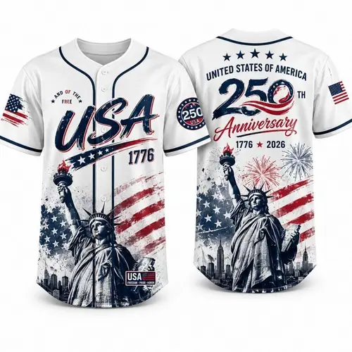 USA 250th Anniversary Jersey - 1776-2026 Patriotic Apparel, 4th of July Women's Short Sleeve Vintage Sports Top, American Flag Liberty Eagle Independence Day Red White Blue Tee (250th Anniversary Shirt, July 4 Shirts, Patriotic Apparel for Women)