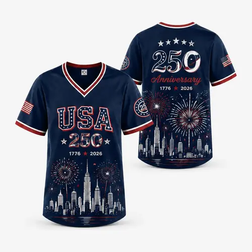 Men's & Women's USA 250th Anniversary Baseball Jersey - 1776-2026 Patriotic 250th Anniversary Shirt, Liberty Statue, American Flag, Freedom Pride, 4th of July Red White Blue Sports Tee, Professional Sports Clothing