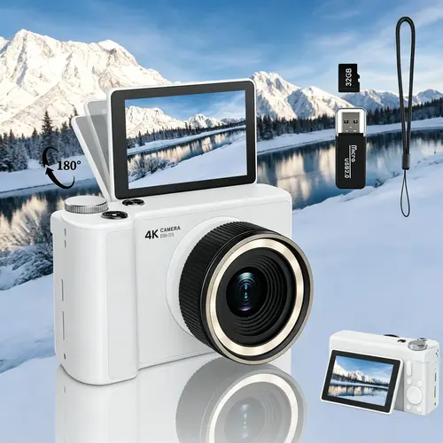 Digital Camera for Photography, with 32GB SD Card, Wrist Strap, Self Timer, Zoom Function, Y2K Tilt Screen Portable Vlogging Camera, Gift for Girls, Boys Teenagers, and Beginners, Birthday Christmas Gift