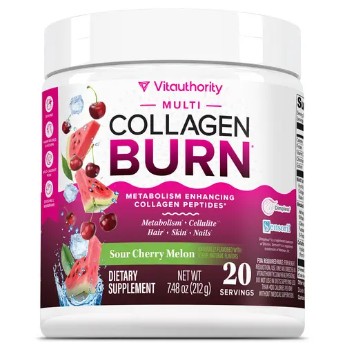 Multi Collagen Burn Dietary Supplement | Caffeine-free Metabolism Enhancing Collagen Peptides Support for Reduction of Visible Cellulite