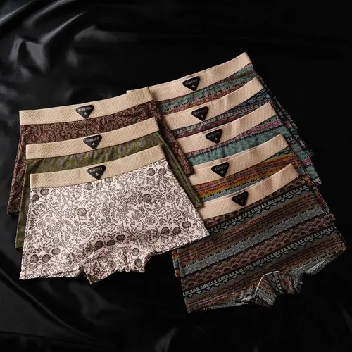 8 Pcs Biweier Women's Retro Vintage Floral Cotton Boyshorts Panties, Fashion Comfy Underwear, Soft Comfortable, Slim-Fit, All-Season, Ideal for Casual & Home Use, Valentine's Gift