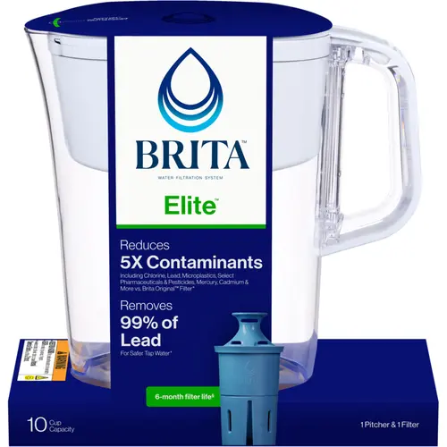 Brita Water Pitcher with Elite Filter 10-cup capacity | 1 Brita Elite Filter included