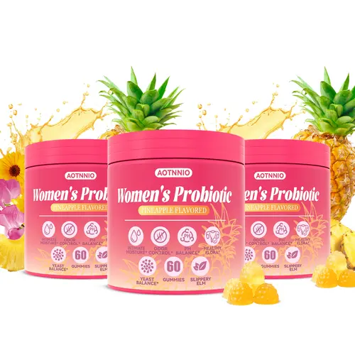 Feminine Health Gummies | Pineapple Flavor | Probiotics, Prebiotics & Slippery Elm | Supports Feminine pH Balance, Gut Wellness & Everyday Comfort | 60 Count
