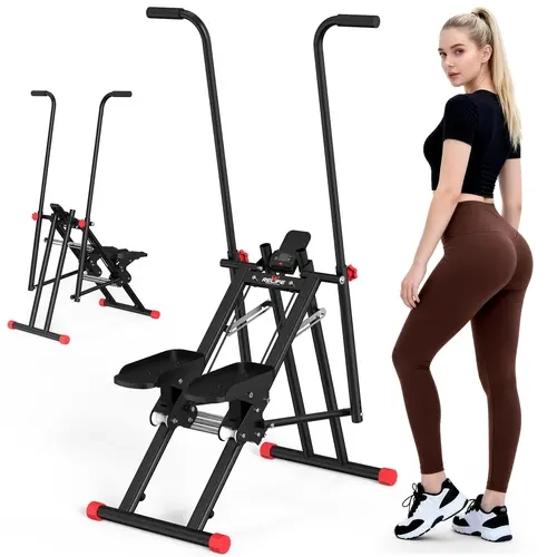 RELIFE Vertical Climber Stair Stepper Unisex Workout Equipment, Compact Durable Steel Frame Home Gym Cardio Exercise Machine, Silent Operation, 3 Resistance Levels, Adjustable Handle, 350 lbs Capacity, Built-in Tablet Holder, All-Height Fit