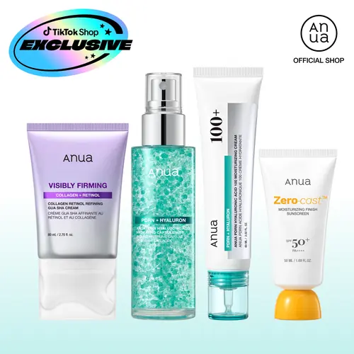 [Anua] Plump DewTox Set for Youthful Looking, 4-Step Longevity, PDRN Collagen & Retinol | Anti-Aging & Firming Care | Volume Plumping & Lifting, PDRN Dewy Glow Serum Spray, PDRN Cream Moisturizer, Retinol Built in Guasha Cream, Zerocast SPF Sunscreen