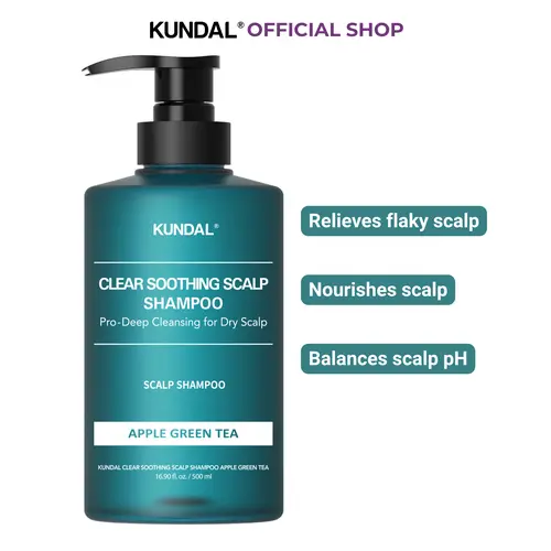 [Exp. Nov 2026] KUNDAL Scalp Relief Shampoo 16.9 fl.oz Apple Green Tea scent - Clarifying Scalp Care & Peptide Hair Wash