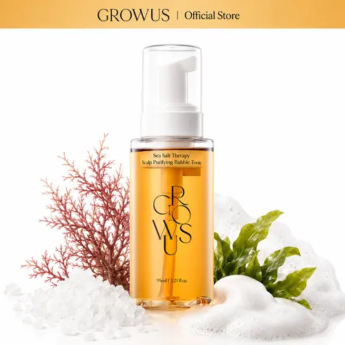 Sea Salt Scalp Rescue Shot | Root Lifting & Volumizing Bubble Serum | Anti-Humidity Density Care for Oily, Flat Hair & Buildup | Marine PDRN No-Rinse Treatment | GROWUS 95ml