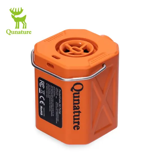 Qunature Unisex Portable Mini Compact Pump with Hang Ring, 3-Mode Light & Type C Charger - Fast Inflate-Deflate Camping Supplies, Travel Accessory for Air Mattress, Pool Floats, Inflatable Items, Great For Camping, Hiking, Beach Days