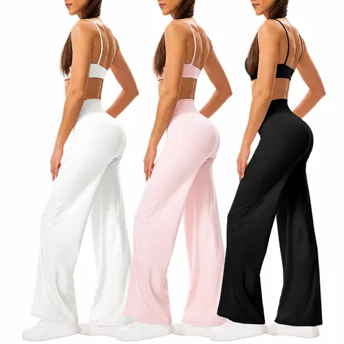 3 Pack High Waisted Yoga Pants for Women, Buttery Soft Wide Leg Loose Pants, Butt Lifting Tummy Control for Gym & Loungewear, Loose Pants For Women,travel essentials,camping essentials
