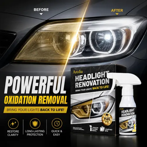 Aredia Headlight Renovation Kit - Car Detailing Product with Ceramic Coat, Fast Fix, Safe for All Headlight Materials & All Cars, Restores Oxidized, Yellowed, Blurred Surfaces