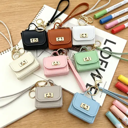 Minimalist Small Size Keychain Pouch Accessory - Simple Look Key Organizer with Earbud Storage, Keychain for Purse, School Reward Ready Unisex Gift for Graduation