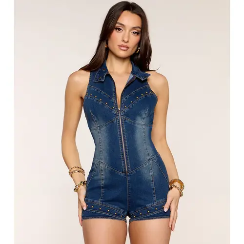 Weekend Headliner Denim Romper