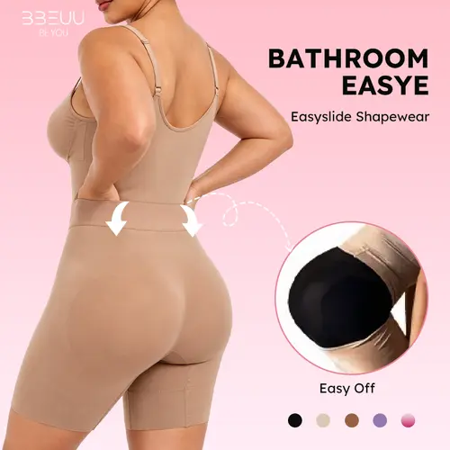 BBEUU Back-Opening Design Shapewear Tummy Control Butt Lifter Faja Back Pull Down Bodysuit Scruntch with Back Bone Support & Cotton Gusset for Women Postpartum Fajas Colombian Girdles Body Shaping Underwear Breathable & Comfortable for Daily Wear