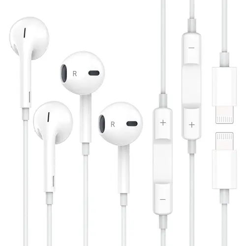 Lightning Earbuds for iPhone, Wired Headphones with HD Sound, Built-in Mic & Noise Isolation, Plug and Play Earphones for Music, Calling and Gaming, Compatible with iPhone 14/13/12/11/XR/XS/X/8/SE, White,back to school,back to school haul